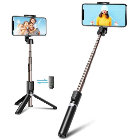 Perche à Selfie Bluetooth, Goigrn 3 en 1 Trépied Smartphone Extensible Selfie Stick avec Télécommande Sans Fil, Bâton Selfie Monopode pour iPhone 13 Pro Max/13 Pro/13 Mini/12/11/XR/X, Samsung, etc